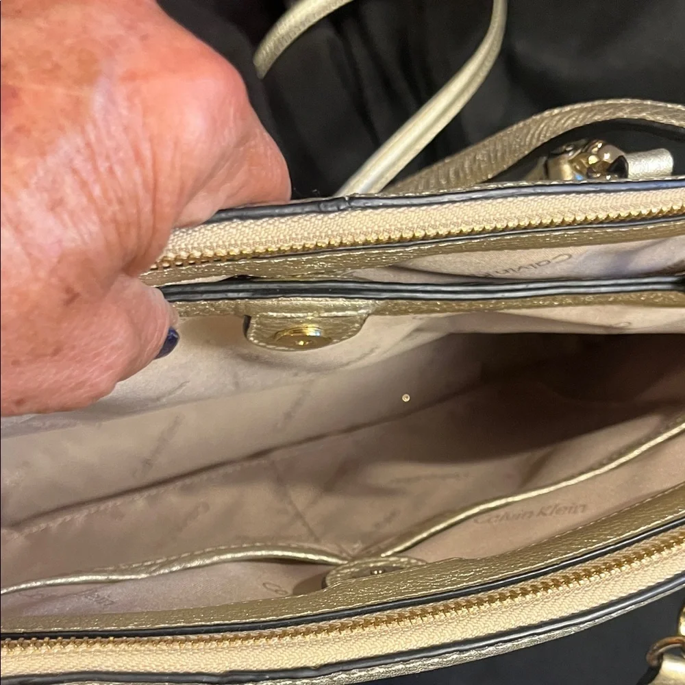 Calvin Klein Metallic Gold Satchel